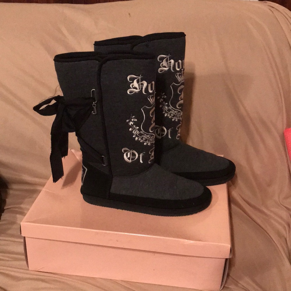 Juicy Couture Grey and Black Boots